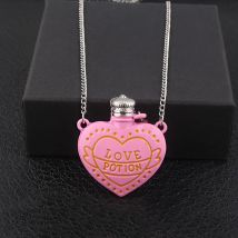 Liebe Trank Herz Flasche Anhänger Halskette 3D Rosa Flasche Engel Flügel Kristall Halsketten für Frauen Liebhaber Romantische Schmuck