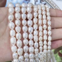 Natürliche Unregelmäßige Süßwasser Weiße Perlen Oval Reis Barock Lose Spacer Perlen Für Schmuck Machen DIY Frauen Halskette Armbänder