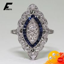 Vintage-Charm-Ringe für Damen, 925er Silber, Schmuck mit Saphir-Zirkon-Edelstein, Fingerring, Hochzeit, Verlobung, Ornament, Großhandel