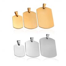 10 pezzi in acciaio inossidabile stile esercito militare ID targhette per cani vuote ciondolo collana rettangolare accessori per gioielli Dropship
