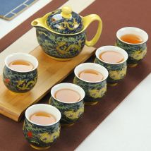 Chinesische Keramik Tee-Set Kung Fu Porzellan Tee Tasse Topf Set Drachen Teekanne Teetasse Kungfu Teaset Puer Oolong-Tee Zeremonie teegeschirr