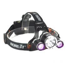 BORUiT RJ-3000 UV LED Headlamp 390nm Type-C Rechargeable Super Bright Headlight Waterproof Head Torch for Camping Fishing