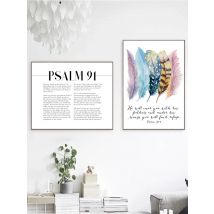 Bible Verse Psalm 91:4 Poster Canvas Art Prints , Birds Feathers Scripture Christian Quotes Canvas Painting Wall Art Home Decor