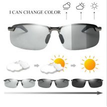 Al-Mg Alloy Photochromic Sunglasses Men Polarized Chameleon Glasses Change Color Sun Glasses Day Night Vision Driving Goggles SP