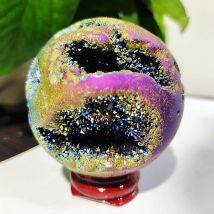 60mm Natürliche Stein Überzug Farbe Beehive Achat Kristall Ball Geode Druzy Kugel Home Room Decor Feng Shui Chakra Healing kristalle