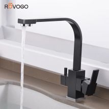 ROVOGO Trinkwasser-Küchenarmatur, Küchenspüle-Wasserhahn mit zwei Griffen, heißer und kalter