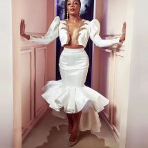 Chic Ruffles Mermaid Prom Skirt for Women High Low Puffy Tulle Satin Midi Skirt Custom Made Cocktail Party Skirt for Teen