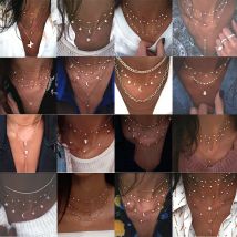 Bohemian Multi-schicht Mond Sterne Halskette Für Frauen Gold Farbe 2020 Vintage Anhänger Halsketten Geometrie Colliers Schmuck Geschenk