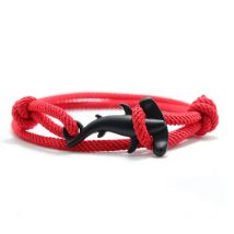 Men Bracelet Rope Double Layer Adjustable Charm Braslet Summer Beach Jewelry Shark Braclet Red White String Brazalete Unisex