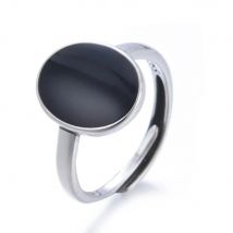 Fashion Oval Black Resin Thai Silver Ladies Finger Ring Wholesale Jewelry For Women Gift Drop Shipping No Fade