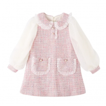 Cute Baby Girls Dresses Spring Autumn Puffle Sleeve Kids Princess Clothes Plaid Doll Collar Party Teens Wear for 6 8 10 12 Years