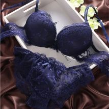 HIRIGIN Neueste Damen Push-Up-Stickerei Sexy Spitze Blumen BH-Sets Höschen Unterwäsche 5 Farben