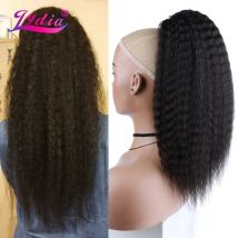 Lydia Heat Resistant Synthetic 14"-30" Kinky Straight Hair With Plastic Combs Drawstring Ponytail Extension All Colors Available