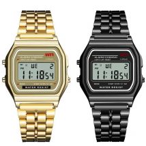 Nowy Montre Homme F-91W Zegarek ze stalowym paskiem dla mężczyzn LED Cyfrowe sportowe zegarki
