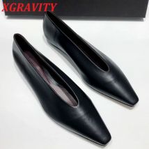 XGRAVITY European American Fashion V Cut Elegant Women Shoes Fashion Woman's Flats Genuine Leather Ladies Shoes Casual Shoes 322