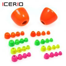 ICERIO 20PCS UV Brass Cone Head Beads Tube Fly Woolly Bugger Streamers Nymphs Trout Fishing Lure Tying Material