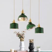Japanese Minimalist Glass Light Chandelier Lighting Creative Personality Decoration Green Led Hanging Lights Chandelier Brass
