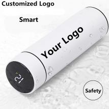 Vacuum Water Bottle Smart Display Temperature 500ML Safety 304 Stainless Steel Coffee Thermose Men Business Gift Customized Logo