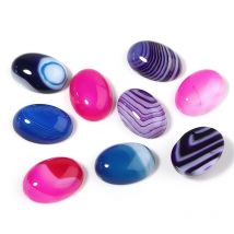 5pcs Natural Stone 13x18mm Striped Oval Cabochon Flatback Setting Agate Loose Bead Spacer For Jewelry Making Pendant Accessories