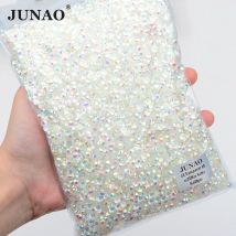 JUNAO Wholesale ss6 ss8 ss10 ss12 ss16 ss20 ss30 Transparent AB Glass Flatback Rhinestones Non Hotfix Strass Nail Crystal Stones