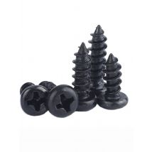 100 pcs/lot Cross Round Head Phillips Self-tapping Screw M1 M1.2 M1.4 M1.5 M1.7 M2 M2.3 M2.6 M3 M3.5 M4 M5 Black Carbon Steel