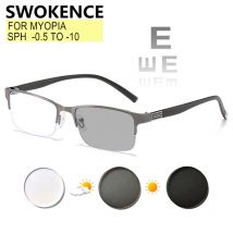 Myopie Brillen-0,5 ZU-10 Männer Frauen Business Halb Rahmen Anti Blue Ray Photochrome Kurzsichtig Brille F518