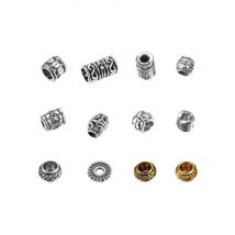 20Pcs/Lot Tibetan Metal Retro Silver Color Big Hole Spacer Loose Beads Charm Bead Bracelet for DIY Jewelry Makings Supplies