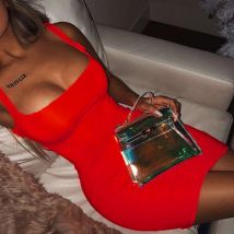 Red Mini Bodycon Women Summer Dress For Women2021 New Fashion Dress Backless Sexy Wrap Sleeveless Tight Dress Club Party платье