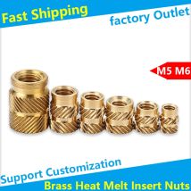 Messing Schmelz Inset Muttern Heizung Molding Kupfer Gewinde Einsätze Mutter SL-typ Doppel Twill Gerändelt Injection Messing Mutter m5M6 20Pcs