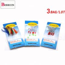 Meer Sabiki Rigs Jigging Angeln Haken Köder 3 Beutel/los Flash Rig Peche Sabiki Fisch Haut Feder Kopf Lametta Rohr Köder für Hering
