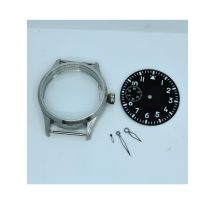 New 42MM Sapphire Glass Watch Part Case Add Green Luminous Dial And Hands Fit St3600 Eta 6497 Manual Winding Movement