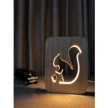 Wood 3D Illusion Night Light Lovely Squirrel Party Kid Desk Tabel Lamp LED Lighting Gift USB Decor Nightlight Baby Night Lamp