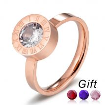 TYO Klassische Edelstahlringe, drehbarer Zirkonia-Ring für Damen und Herren, Paar, Charm-Schmuck, 3-Farben-Ersatzkern