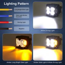 1Set 2 Pcs Side Shooter LED Pod Lights With Strobe Dual Side Amber DRL Spot Driving Work Lamps for Truck ATV SUV UTV 4x4