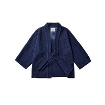 BADBOWL Indigo Jacket Men Handmade Plant Blue Dye Kendo Cotton Coat Improved Japanese Kimono Jackets Male Loose Casual Road Robe