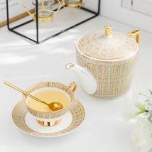 Luxus Bone China Tee-Set Royal Porzellan Tee Tasse Keramik Topf Goldene Teekanne Set Café Becher Kaffee Tasse High-grade Teetasse Teaset