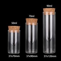 24 Stück 50 ml/70 ml/90 ml transparente Glas-Reagenzgläser mit Korkstopfen,