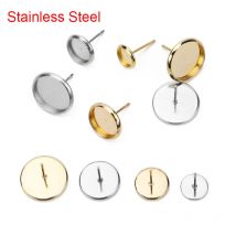 20 Stück hypoallergene Edelstahl-Ohrstecker, DIY-Ergebnisse, 6 mm, 8 mm, 10 mm, 12 mm, Cameo-Cabochon-Basisfassungen, DIY-Schmuckherstellung