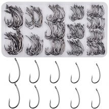 230 Teile/schachtel Widerhaken Karpfen Angeln Haken Kit Nicht barb Kurve Schaft Angelhaken für Haar Rigs Karpfen Angeln Tackle Box