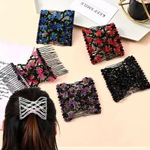 Fashion Hair Comb Claw Bun Ladies Magic Beads Elastic Double Bands String Hairpin Tool Ponytail Hair Accessories Hairstyle Bands