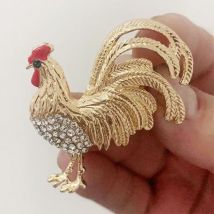 Nette Farbe Hahn Broschen Pin Für Frauen Emaille Tier Brosche Broschen Kristall Hahn Schmuck Pins Geschenk