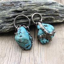 10 stücke Freiform Naturstein Nugget blau Türkis Vintage Anhänger Boho Halskette Schmuck machen