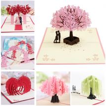 3D Pop UP Karten Valentines Tag Geschenk Postkarte mit Umschlag Aufkleber Kirschbaum Hochzeit & Verlobung Einladung Grußkarten