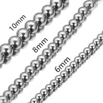 6mm/8mm/10mm Schwere 316L Edelstahl Rosenkranz Perlen Link Kette Halskette für Frauen Männer mode Schmuck