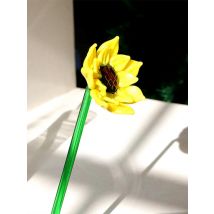 Beautiful Simulation Sunflower Gifts Lampwork Murano Glass Flower Craft Ornament Home Desktop Vase Charms Decoration Accessories