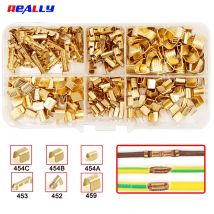 300 PCS U-Shape Copper Docking Terminals Crimp Non-Insulated Assortment Cable Wire Spade Electric Butt Connector Kit DJ 453