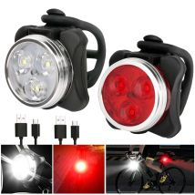 Cycling Taillight Headlight Bicycle Lights Bike Safety Warning Light LED USB Rechargeable Waterproof Bike Tail Rear Light Set