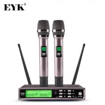 EYK-micrófono inalámbrico E200FV, accesorio de mano Dual, de Metal, con frecuencia ajustable 200, UHF, efecto eco de graves agudos, PARA Karaoke
