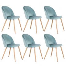 Juego de sillas de terciopelo suave con patas de Metal para comedor, conjunto de asientos para cocina, sala de estar y salón, color rosa, verde y azul, 6 unidades