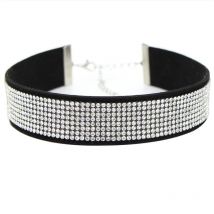 Schwarz Leder Gothic Herz Strass Halsband Halskette Frauen Kristall Halsband 2020 Erklärung chocker kragen mode schmuck